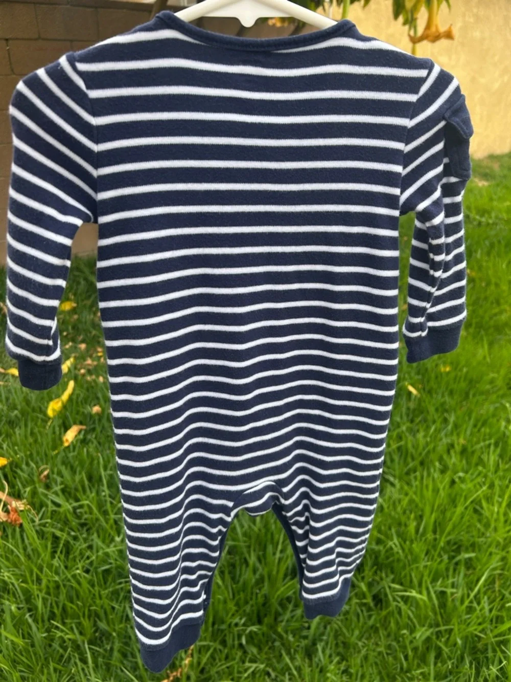 Ralph Lauren Navy & White Striped Footie One-Piece